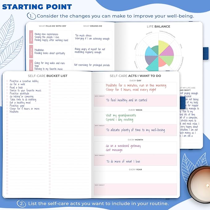 Clever Fox Self-Care Journal – Wellness & Daily Reflection Notebook – Mental Health & Personal Development Journal – Self-Care, Meditation & Mood Journal for Women & Men – Large (Mystic Blue)