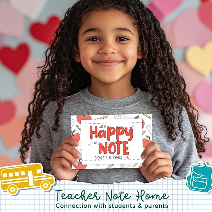 LOVEDMORE Happy Note from Teachers Desk Cards, Teacher Mail for Elementary Classroom Rewards to Students