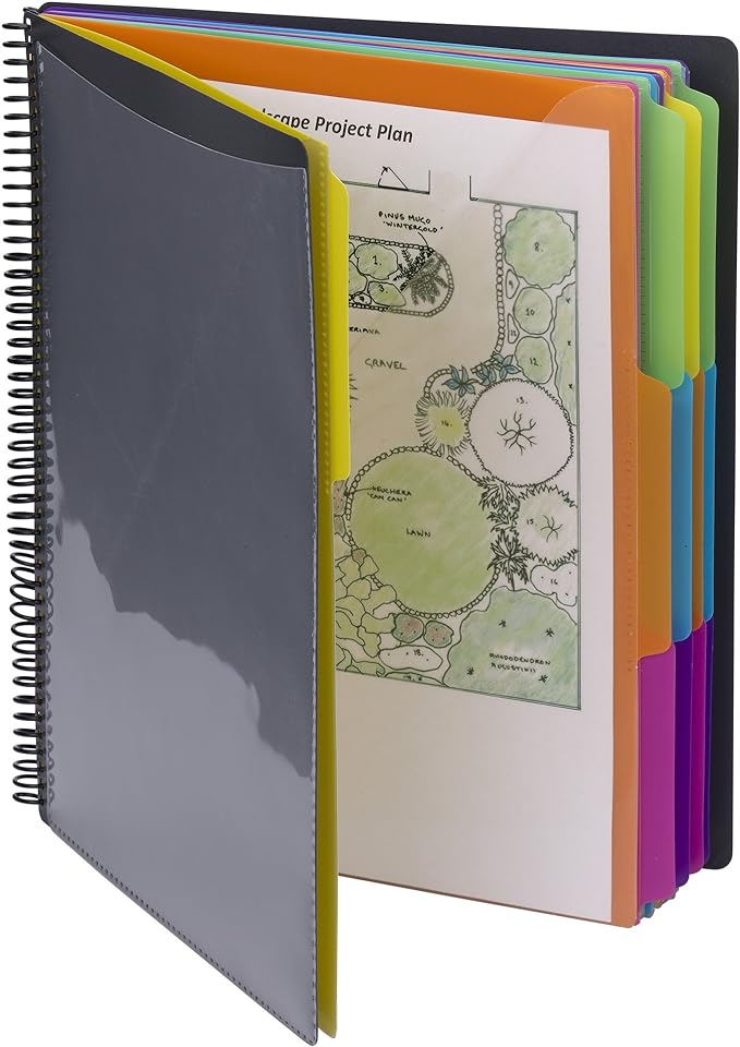 Smead 24 Pocket Poly Project Organizer, 1/3-Cut Tab, Letter Size, Gray with Bright Colors (89206), (Pack of 10)