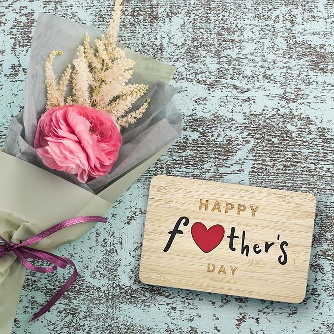 Happy Fathers Day Gift Cards,Handmade Bamboo Greeting Cards,Wooden Thankyou Card,Father's day Card for Dad