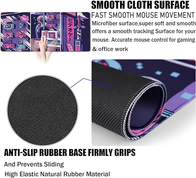 Japanese Comic Desk Mat Large Office Desk Pad, Gaming Mouse Pad, Big Mousepad PC Waterproof and Non-Slip, 31.5 x 15.7 Inches Large Mouse Mat Long Extended Mousepads for Office & Home Work