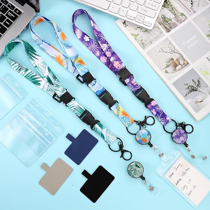 3 Pack Cruise Lanyards for Cruise Ship Cards with Retractable Badge Reel, 6 Pack Waterproof ID Badge Holder and 3 Pack Phone Tether Tab for All Cruises Key Cards