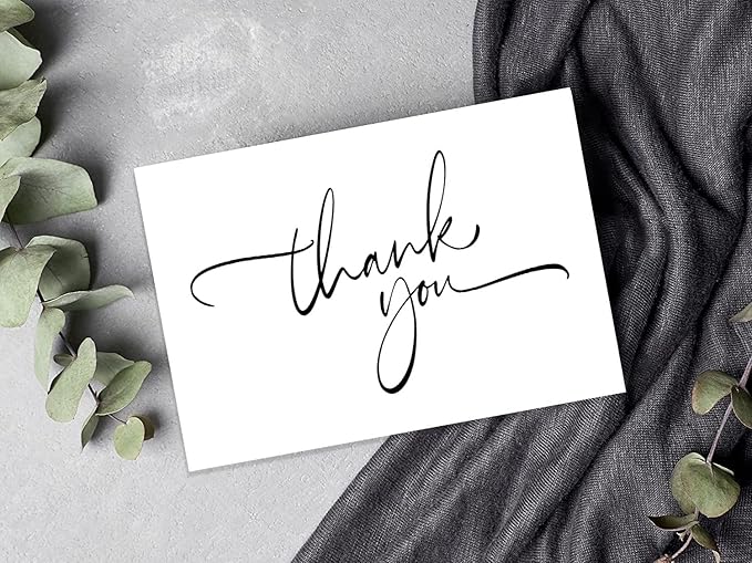 120 Bulk Handwritten Thank You Cards Blank Inside with Brown Kraft Envelopes and Matching Stickers, Perfect for: Wedding, Bridal Shower, Baby Shower, Birthday, or just to say thanks!