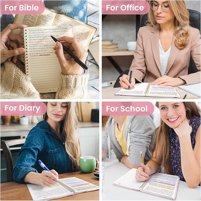 Lined Spiral Journal Notebook for Women, Pretty A5 College Ruled Hardcover Notebook for Work & Note Taking, Cute Aesthetic Journal for Writing, 140 Pages, Pink Floral & Butterfly