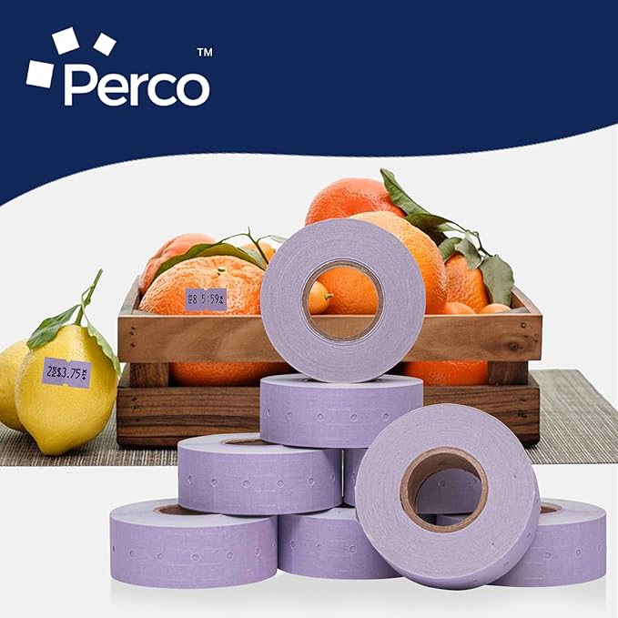 Perco 1 Line Lavender Labels - 80 Rolls, 10 Sleeves, 80,000 Blank Price and Date Gun Labels for Perco 1 Line Price and Date Guns - Made in USA