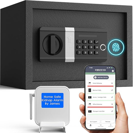 FORFEND Smart Home Safe | WiFi Safe Box App Lock/Alarm | Voice Command, Kidnap Alarm, Tamper Detect, Frozen Mode, Sub Account| Digital Safe Anti Theft