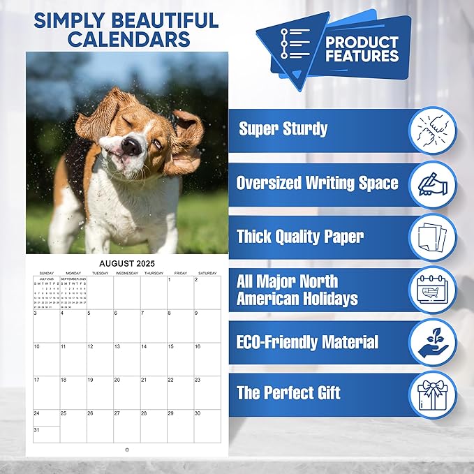 2025 Dogs Shaking it Up Monthly Wall Calendar - Dogs Making Funny Faces while Shaking Dry | 12" x 24" | Thick Sturdy Paper | Dog Calendar 2025