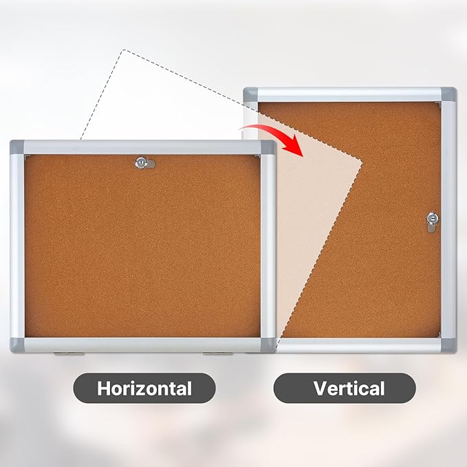 Outdoor Enclosed Cork Bulletin Board Tamper-Proof Dispaly Case, Aluminium Frame, Weatherproof Cork Noticeboard, Enclosed Cork Board for School, Office, Restaurant, Hospital etc（20 * 16inches）