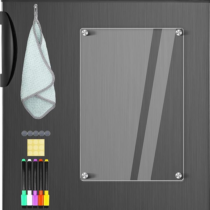 Acrylic Magnetic Dry Erase Board for Fridge 12"x8" Small Magnetic Acrylic Whiteboard for Refrigerator Clear Board Magnet White Board for Fridge Wall