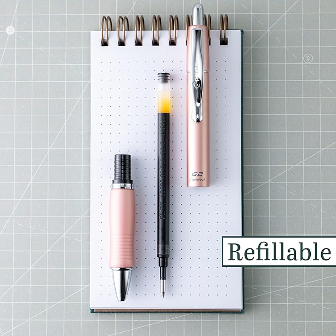 Pilot, G2 Limited Premium Gel Roller Pen, Fine Point 0.7 mm, Rose Gold Barrel, Black Ink