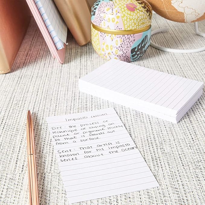 Okuna Outpost 300 Pack Vertically Ruled Index Cards, Vertical Lined Paper Note Cards, Portrait Style (3 x 5 In)