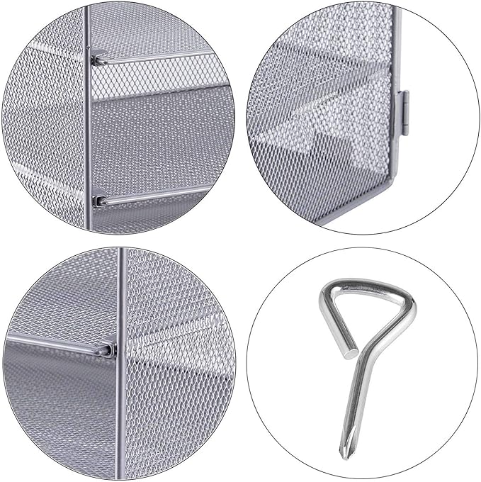 EASEPRES 5 Slot Mesh Desk Organizer Tray, File Paper Letter Folder Holder Desktop Paper Sorter Mail Organization Rack Storage Accessories, for Office Home School Classroom, Silver, 2 Pack