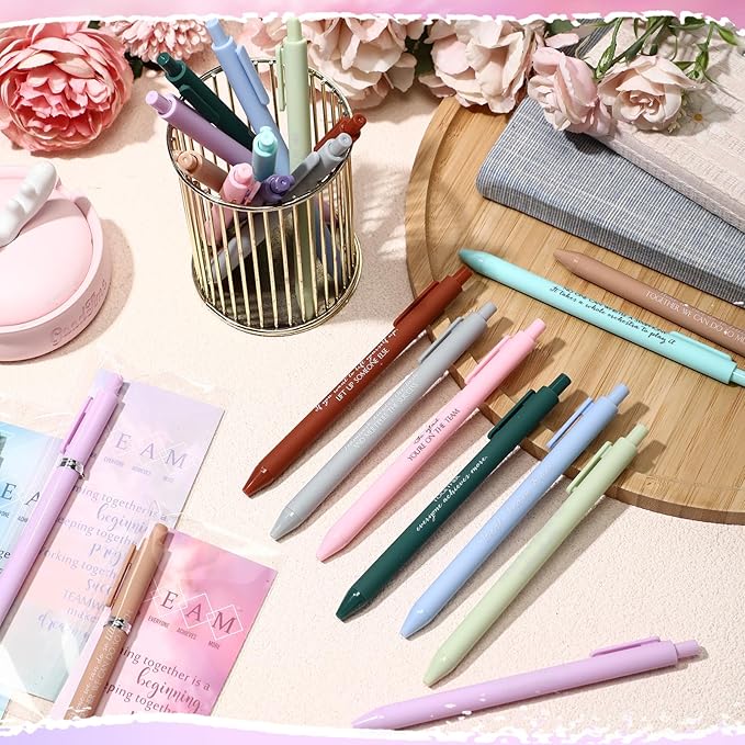 Quelay 30 Set Christmas Inspirational Gift Bulk with Motivational Pens Inspiring Quote Bookmarks Team Building Gifts for Employees Appreciation Team Women Staff Gifts Bulk Volunteers(Team)