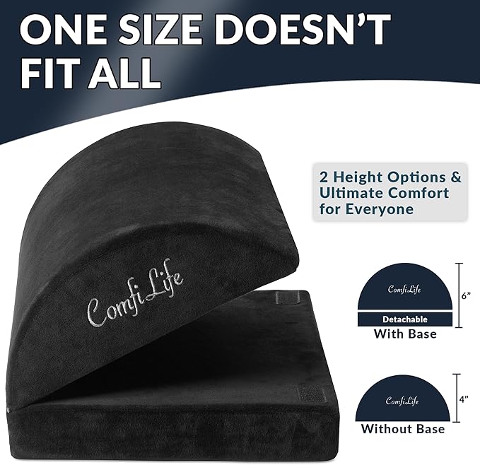 ComfiLife Ergonomic Under Desk Foot Rest for Office Use – Adjustable Height Memory Foam Foot Stool Under Desk for Office Chair & Gaming Chair – for Back & Hip Pain Relief (Black)