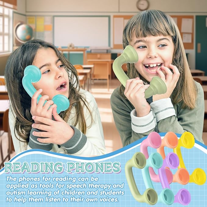 Shappy Bulk Whisper Reading Phones 24 Pcs Whisper Auditory Feedback Phone Classroom Manipulative Hear Myself Sound Speech Therapy Tool for Kids Accelerate Reading Fluency Pronunciation (Pastel Color)