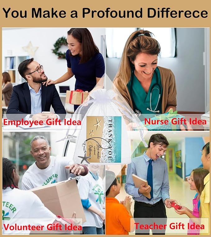 Employee Appreciation Gifts Bulk 30 Starfish Story Card Thank You Gifts for Coworkers You Make a Profound Difference Notecards Teacher Volunteer Nurse Appreciation Gift(Silver)