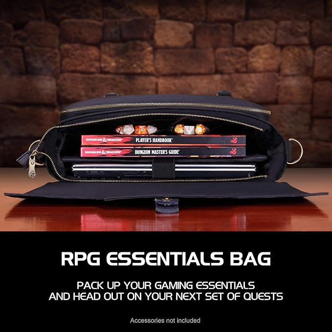 ENHANCE Tabletop RPG Player's Essentials DND Bag - Dungeons and Dragons Messenger Bag Fits Player's Handbook, Binders, Dice & Accessories with 17 inch Laptop Compartment and Battlemap Carrying Straps