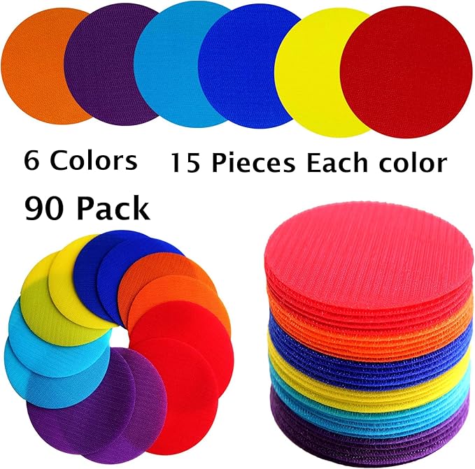 Carpet Markers 5" for Kids, Multicolor Spot Circle Markers for Classroom Teachers, Preschool and Kindergarten (90 Packs of Circle)