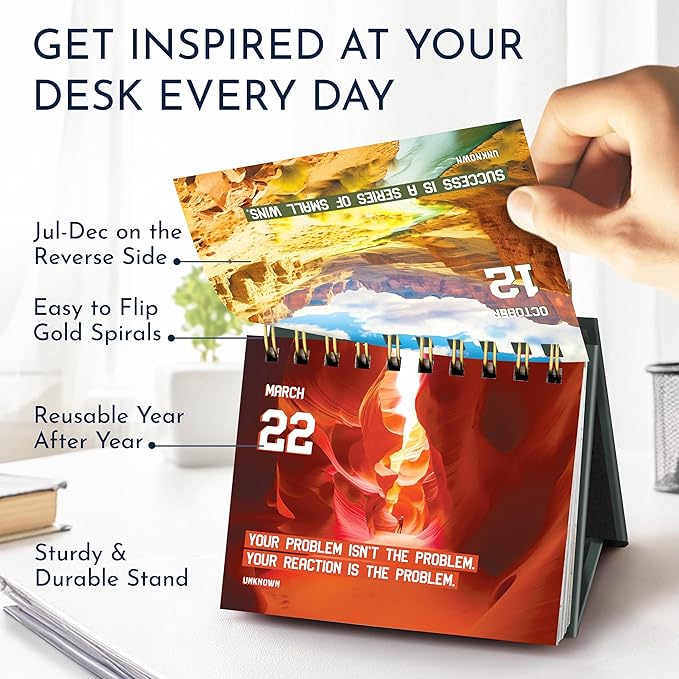 RYVE Motivational Calendar for Men - Daily Flip Calendar with 365+ Inspirational Quotes - Inspirational Gifts for Men, Office Decor for Men, Office Desk Accessories for Men, Office Gifts for Men