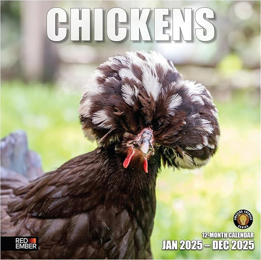 RED EMBER Chickens 2025 Wall Calendar 12 Month | 12" x 24" Open | Thick & Sturdy Paper | Giftable | Calendar 2025