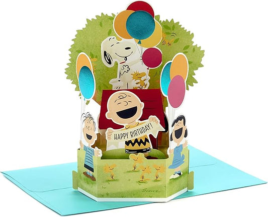 Hallmark Paper Wonder Peanuts Pop Up Birthday Card (Snoopy, Charlie Brown, Day Filled with Fun)