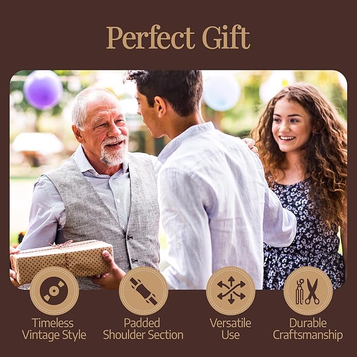 NJ Leatherworks Leather Bag Strap, Adjustable Replacement Shoulder Strap for Messenger, Duffel, Laptop, Camera Bags or Purses