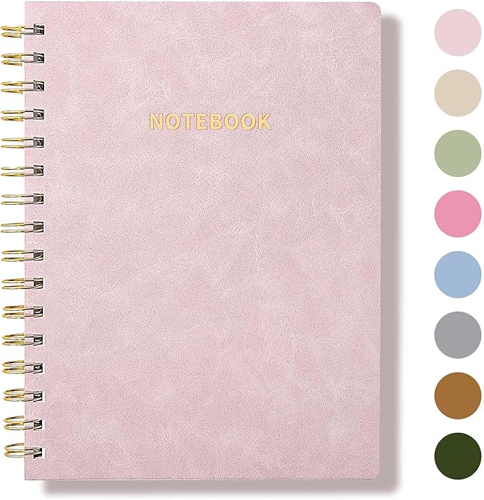 Spiral Notebook College Ruled Soft Cover Suede Aesthetic Note book 160 Pages 8.5" x 6.34" For Work Note taking,Journals For Writing School Office With Double-Sided Pocket,100GSM Thick Paper
