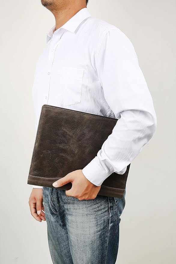 Personalized Leather Portfolio for Lefty, Engraved Leather Clipboard Portfolio Binder, Custom Leather Padfolio Leather Legal Portfolio, Christmas Gift for Him/Her (Clipboard, Grey-Custom)