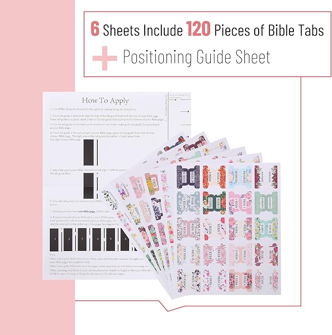 Mr. Pen- Bible Tabs, 120 pcs, Floral Design, Laminated Bible Tabs for Study Bible, Bible Tabs Old and New Testament Bible Book Tabs, Bible Tabs for Women, Tabs for Bible, Bible Index Tabs