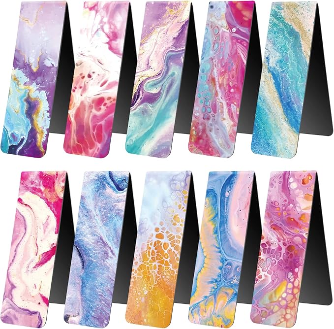 WAVEYU Magnetic Bookmarks for Women Men, Magnet Page Markers Assorted Book Markers for Book Lovers Students Teachers Adults Kids for School Home Office Reading Stationery, 10 Designs, Style E
