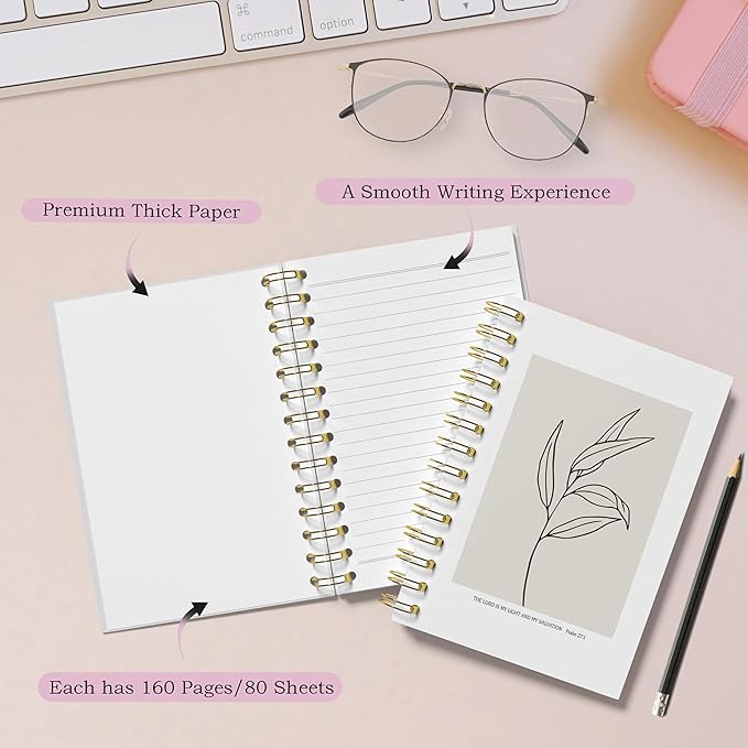 Bible Notebook, Prayer Journal - Christian Gifts Journal, Bible Verse Notebook, Daily Prayer Journal, Bible Notebooks for Note Taking, Christian Notebook for Women, 5.5x8.3 Inches