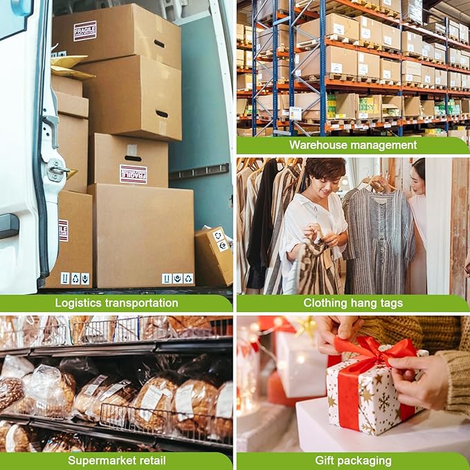 2" x 1" Direct Thermal Labels, Thermal Printer Labels for Barcodes Postage Address Compatible with Rollo, Zebra, Munbyn, Nelko Thermal Labels Printers (12 Rolls, 1300 Labels/Roll)