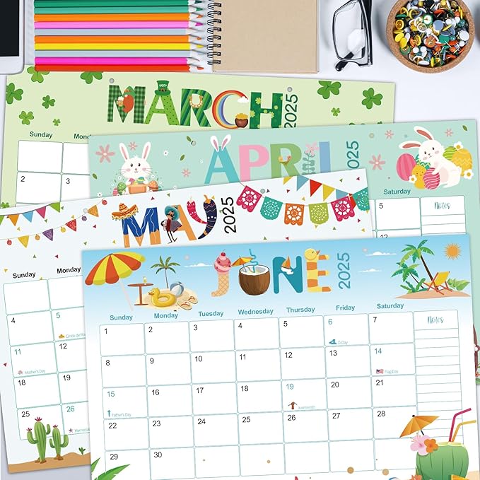 GuassLee Desk Calendar 2025, Monthly Calendar 2025, 18-Month School Year Calendar, 2025 Jan - 2026 Jun, 17"x11.5" Large Desk Planner with Corner Protectors, Ample Blocks ＆ Notes for Home Office