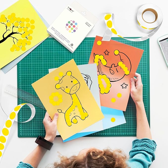 PARLAIM 3/4 Inch Roll Color Coding Labels,10000 per 10Rolls Round Permanent Adhesive Color Coding Circle Dot Stickers for Office Home (Yellow)