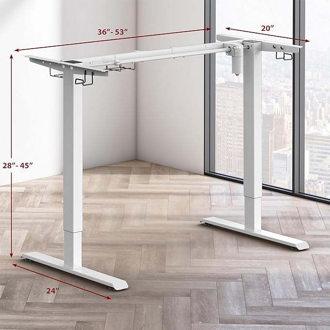 SHW Electric Stand Up Desk Frame Mobile Workstation | Ergonomic Standing Height Adjustable Computer Desk for Home and Office, White