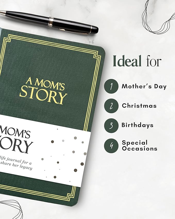 Mom's Life Story Journal (Hardcover): A Meaningful Keepsake for Mom to Share Her Journey and Memories, Book Includes 250+ Prompt Questions, Sentimental Gifts for Mother's Day, Birthday & Christmas