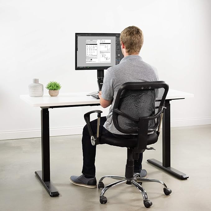 VIVO White 60 x 24 inch Universal Solid One-Piece Table Top for Standard and Sit to Stand Height Adjustable Home and Office Desk Frames, DESK-TOP60W