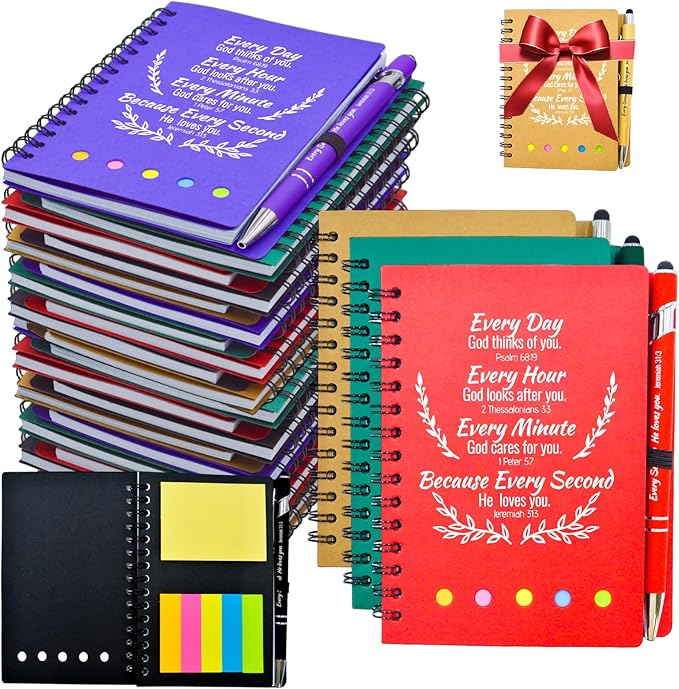 40 Pcs Bulk Christian Gifts Prayer Journal for Woman - 20 Set Religious Notepad with Christian Pen - Bible Notebook - Church Gifts for Mother's Day, Bible Study, and Family Devotions ( Colorful )
