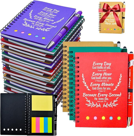 40 Pcs Bulk Christian Gifts Prayer Journal for Woman - 20 Set Religious Notepad with Christian Pen - Bible Notebook - Church Gifts for Mother's Day, Bible Study, and Family Devotions ( Colorful )