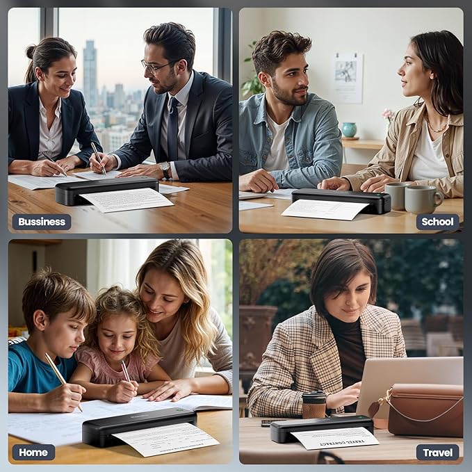 Phomemo Portable Printers Wireless for Travel [Upgraded],M834 Bluetooth Thermal Printer 8.5" x 11"& A4 Size,Inkless Mobile Printer with Carry Case for Travel,Office,School,Car,Home