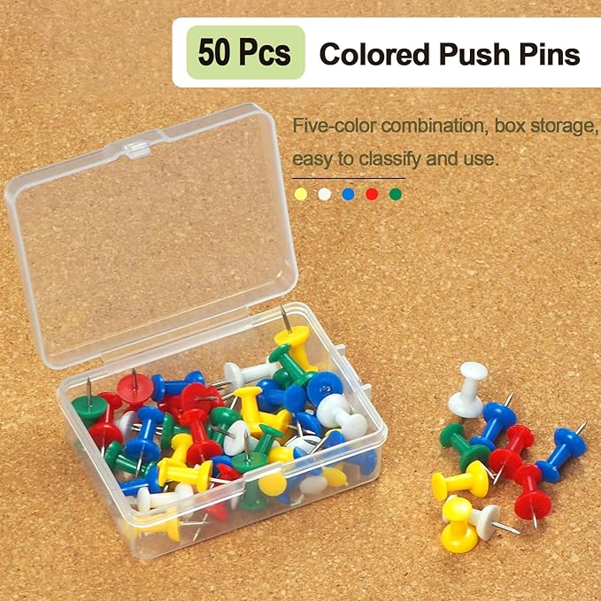 6 Packs Cork Board Tiles 12" x 12", 0.35" Thick Self-Adhesive Cork Boards for Walls with 50 Push Pins, Square Bulletin Boards Cork Tiles for Home Office Decorative