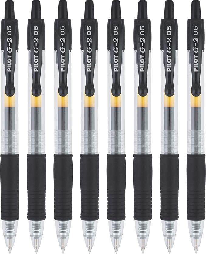 Pilot, G2 Premium Gel Roller Pens, Extra Fine Point 0.5 mm, Pack of 8, Black