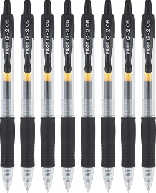 Pilot, G2 Premium Gel Roller Pens, Extra Fine Point 0.5 mm, Pack of 8, Black