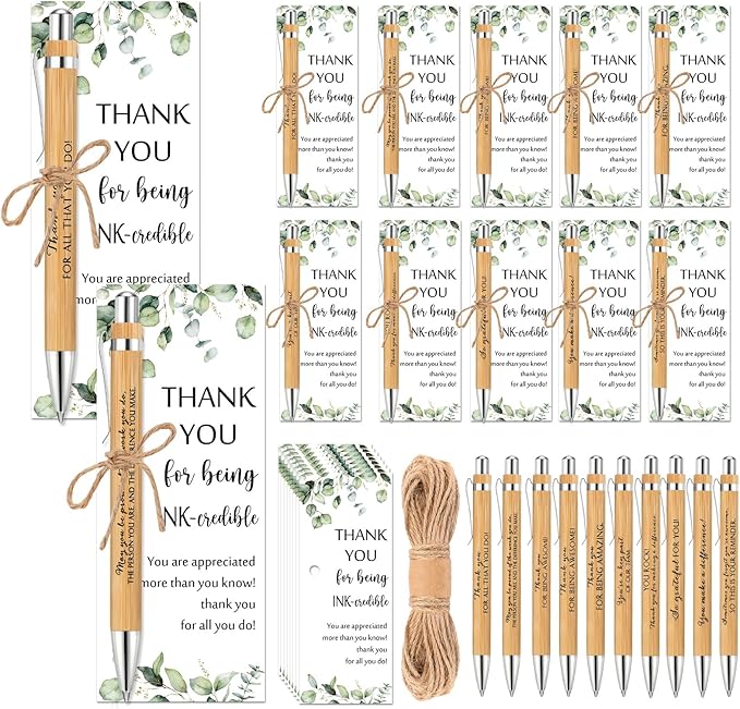 Fulmoon 120 Set Employee Appreciation Gifts May You Be Proud Sign Wood Bamboo Pens with Thank You Bookmark Cards for Coworker Back to School Gifts for Classroom Teacher Student Supplies Party Favor
