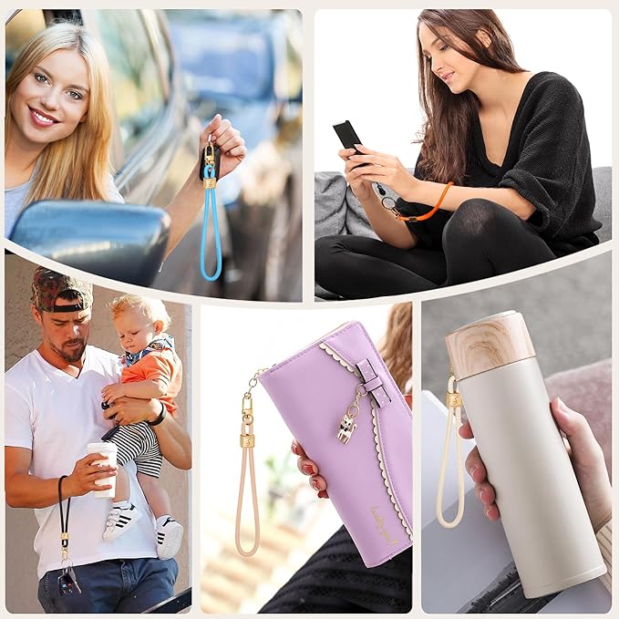 Fishent Keychain Wristlet lanyard, Cute Key Chain Holder, Upgraded Woven Wrist Lanyard for Keys, Wristlet Strap Keychain for Women Men Car Keys ID Badges Card Wallet Phone (Pink Sand)