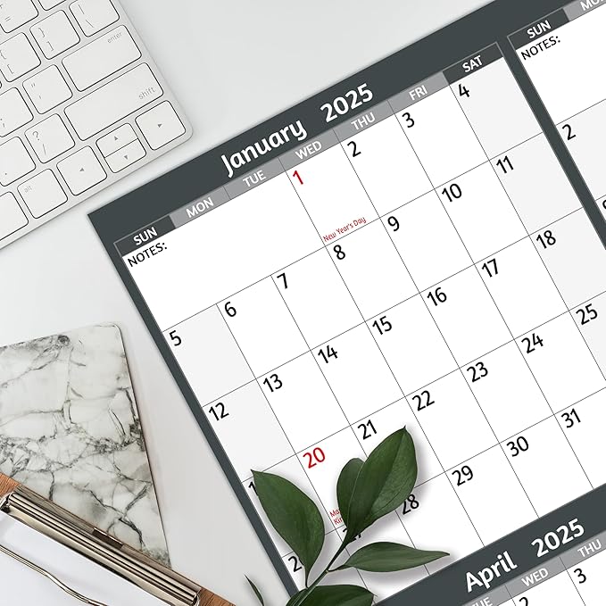 Yearly Wall Calendar 2025 - Large Yearly Calendar 2025 Vetical, Jan 2025 - Dec 2025, 25.2" x 38.2" (Open), 2025 Calendar, Large Wall Calendar 2025, Full Year Paper Calendar with Notes, Thicker Paper