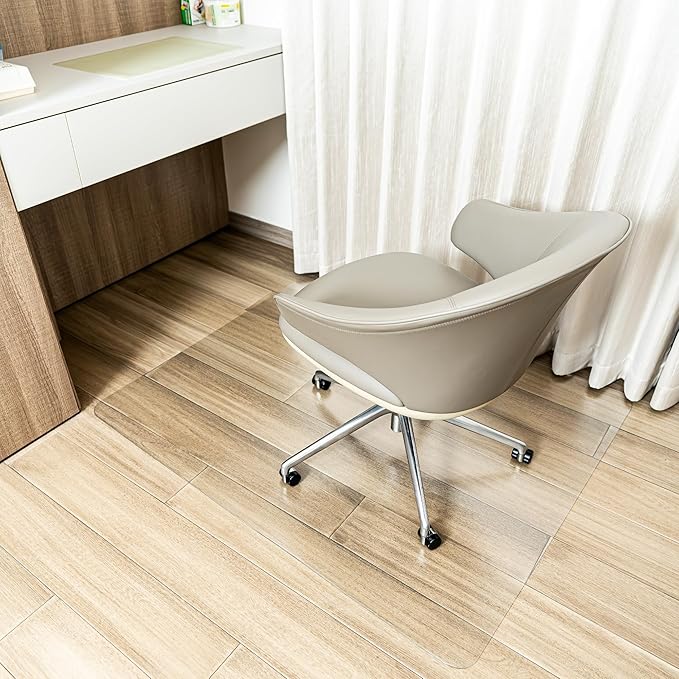 Office Chair Mat for Hardwood Floor, Desk Chair Mat with Non-Slip Texture, Rectangle Hard Floor Plastic Chair Floor Mat with Milled Edge (48"x60" inch)