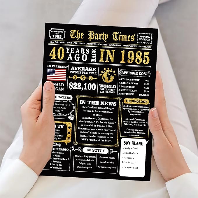 Jumbo 40th Birthday Gift for Him Her, Happy 40th Birthday Card for Women Men, Funny 40 Year Old Birthday Greeting Card for Mom Dad, Vintage 40 Birthday Decorations for Husband Wife