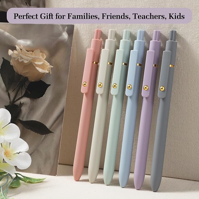 FIOVER 12Pcs Gel Pens, Fine Point Smooth Writing Black Gel Ink Pens for Journaling Note Taking, Cute Aesthetic Office School Supplies Gifts for Women(12PCS Black Ink)