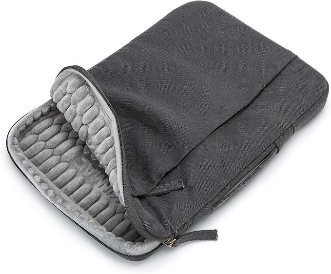 Kinmac 360° Cushion Protective Waterproof Canvas Laptop Case Bag Sleeve with Handle Compatible with LG Gram 16 inch and 15.6 inch-16 inch Laptop (Grey)